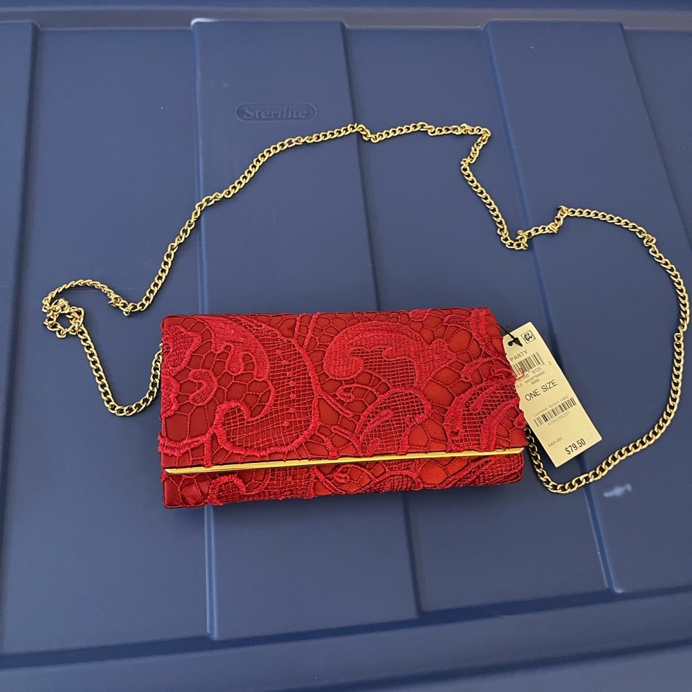 GIANIBERNINI RED PARTY BAG WITH GOLD